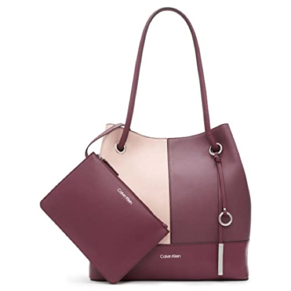 Calvin Klein Gabrianna Bubble Lamb North/South Key Item Tote, Rose Smoke
